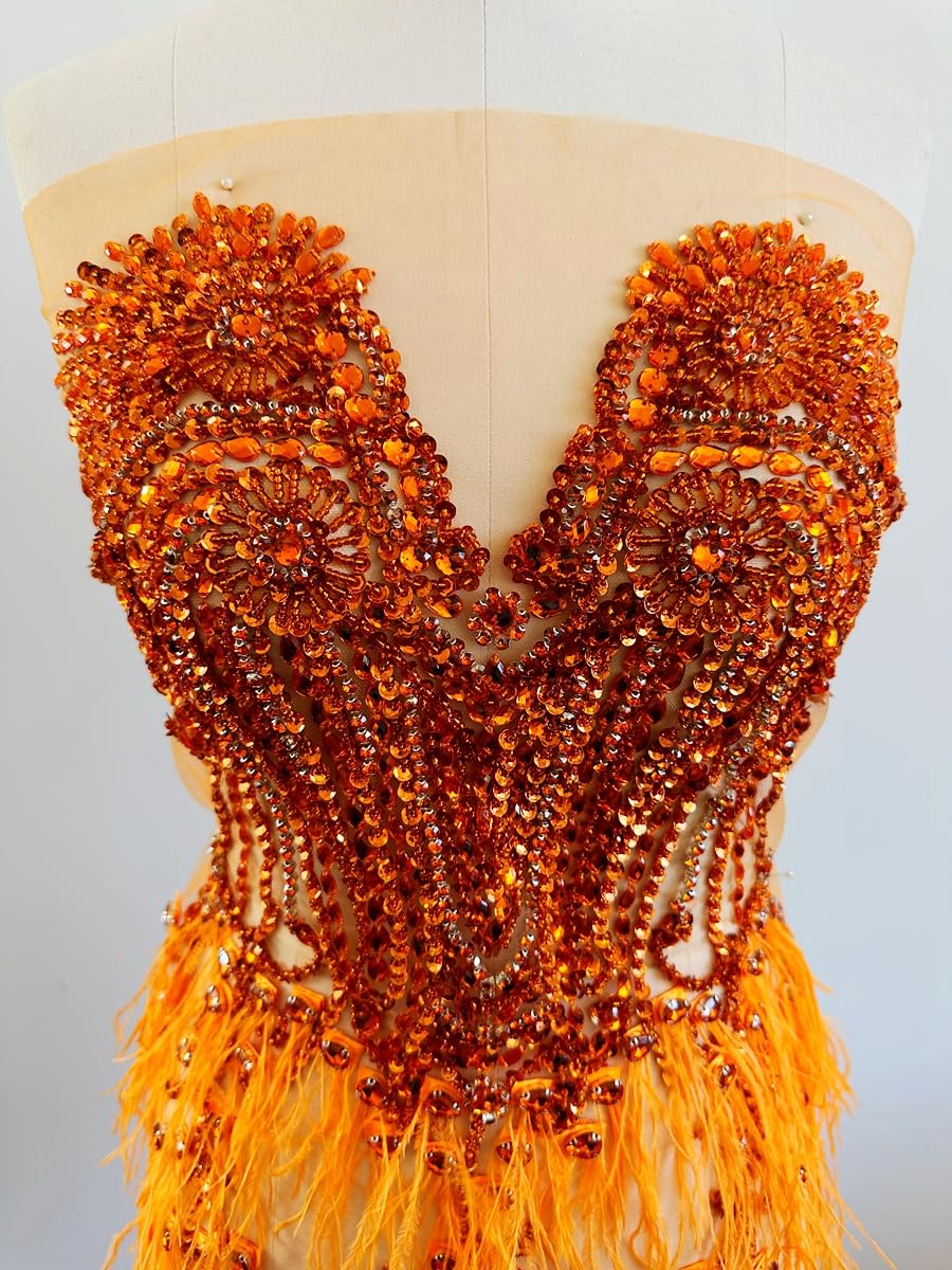 Amazon.com: Pure handsewing Beads Trim Patches Rhinestones Bodice Applique with Ostrich Fur Decoration Shining Dress Clothing Accessories (Orange) Amazon.com: Pure handsewing Beads Trim Patches Rhinestones Bodice Applique with Ostrich Fur Decoration Shining Dress Clothing Accessories (Orange)