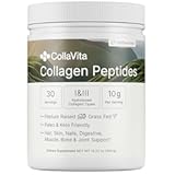 Collagen Peptides Powder Grass-Fed Pasture-Raised Hydrolyzed Collagen Powder, Type I & III Hair, Nails, Skin and Joints, Non-GMO, Paleo & Keto, Unflavored, 10 Fl oz. 30 Servings