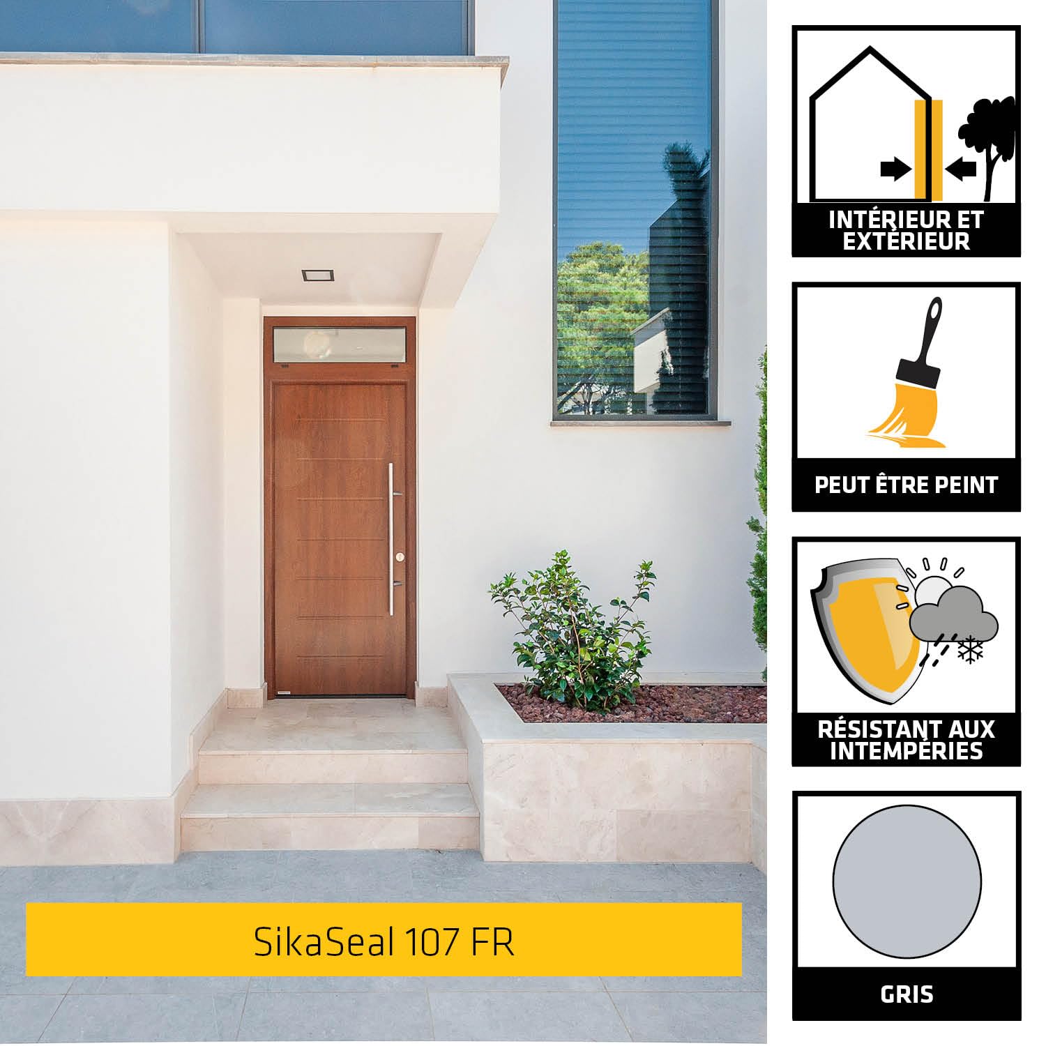 Sikagard Protection Tout en 1, Protection hydrofuge façade, toiture et sol pour matériaux poreux et peu poreux, 5L & 107 Joint et Fissures Gris, Mastic acrylique professionnel multi support, 300ml