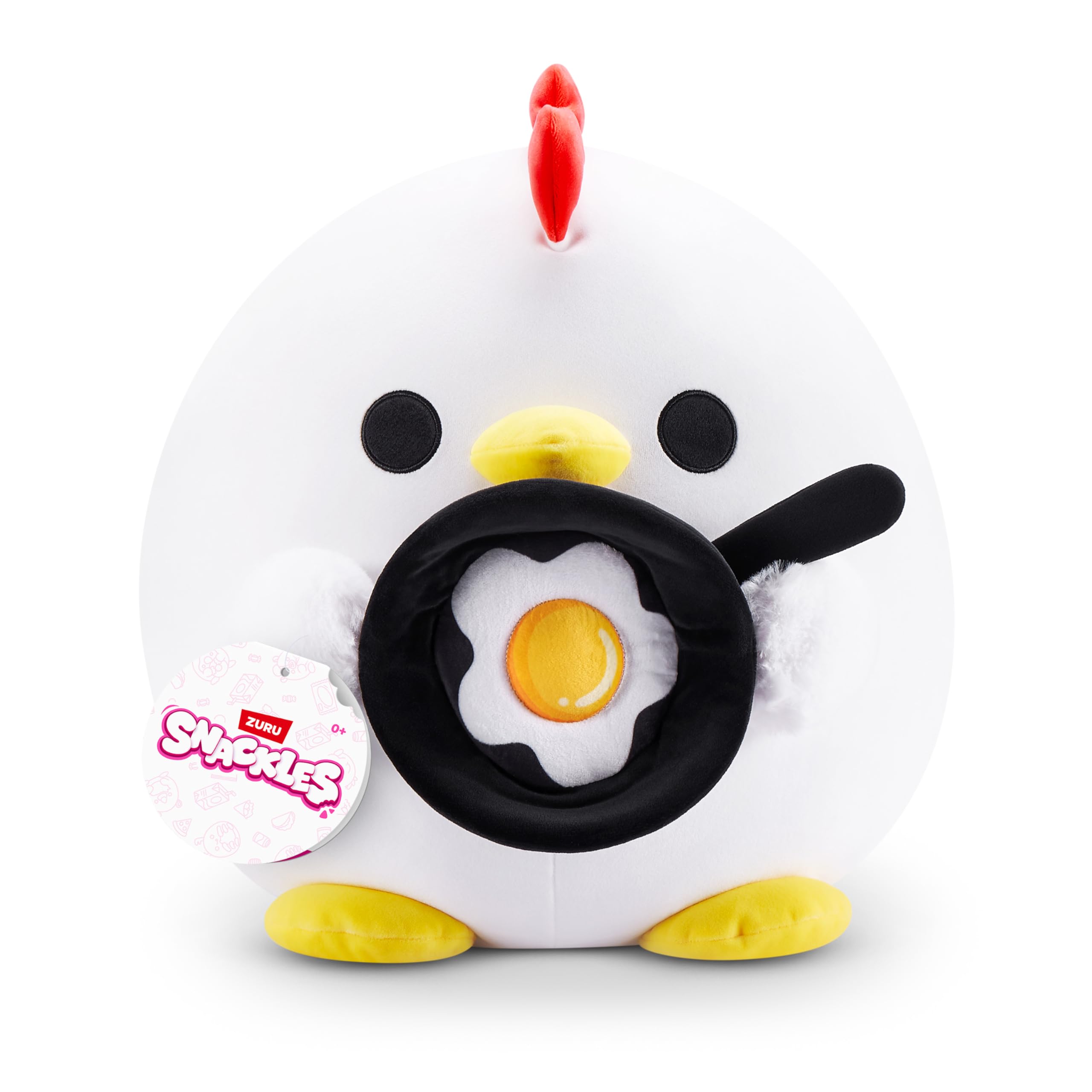 Snackles Easter Chicken 14-inch Plush (RUFUS) by ZURU, Cuddly Chick with Fried Egg Accessory, Easter Gift for Kids