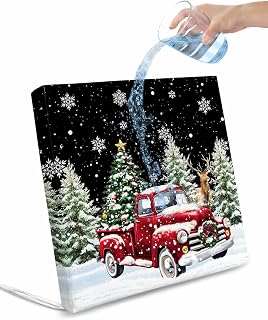 Outdoor Waterproof Cushion Covers Winter Snowflake Snowfall Truck Replacement Stretch Seat Slipcover for Patio,Christmas Tree Black Back Chair Couch Sofa Covers Furniture Protector Set of 2,20x18IN