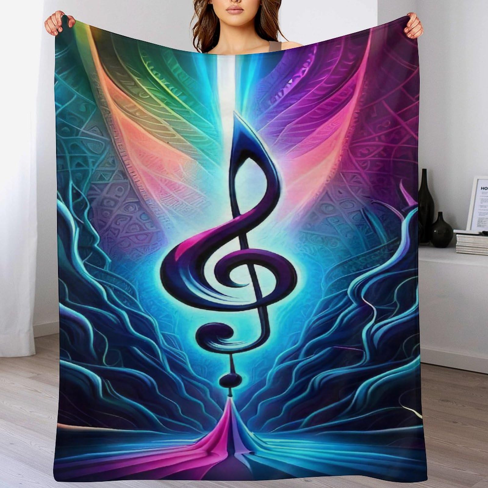 Ltttt Musical Note-1 Musical Note Blanket Soft Flannel Soft Throw Gifts 3D Home Decoration For Bed Couch Sofa Chair Bed Blankets 130×150Cm