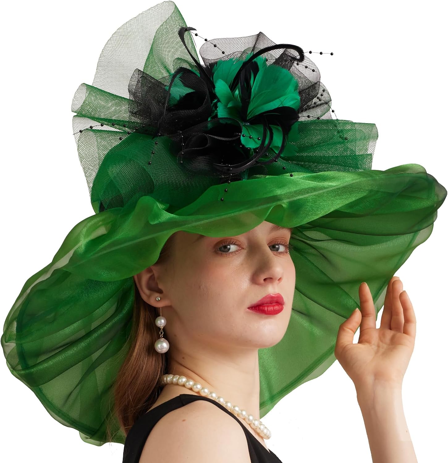 Women's Organza Church Hat Derby Fascinator Cap for Tea Party Wedding UV Protection Sun Hat