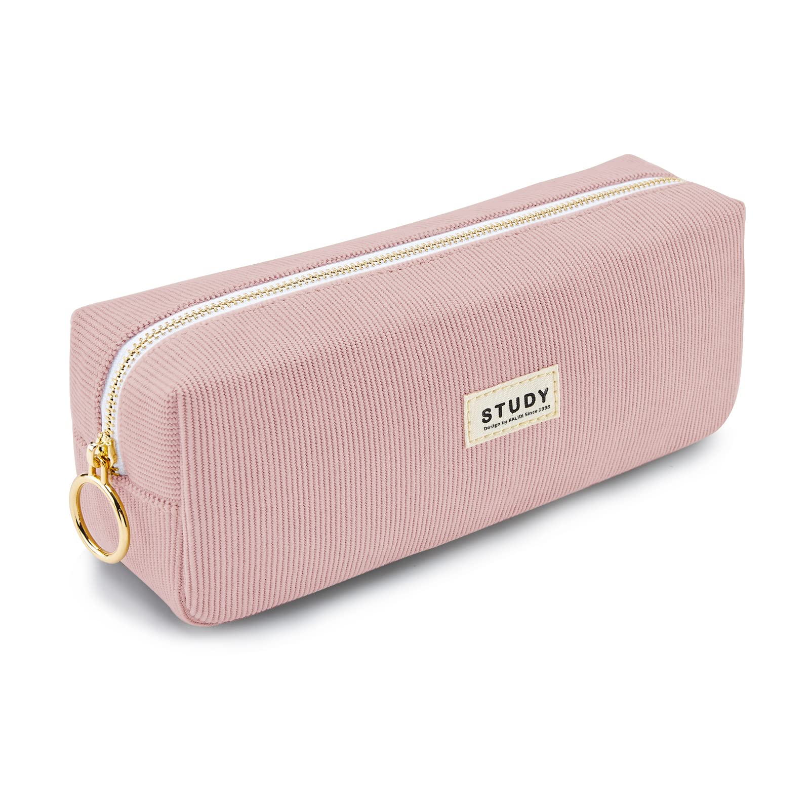 KALIDI Corduroy Pencil Case Large Pen Bag Stationery Pouch for Teenage Boys Girls School College (Pink), 20.5cm x 6cm x 8.5cm