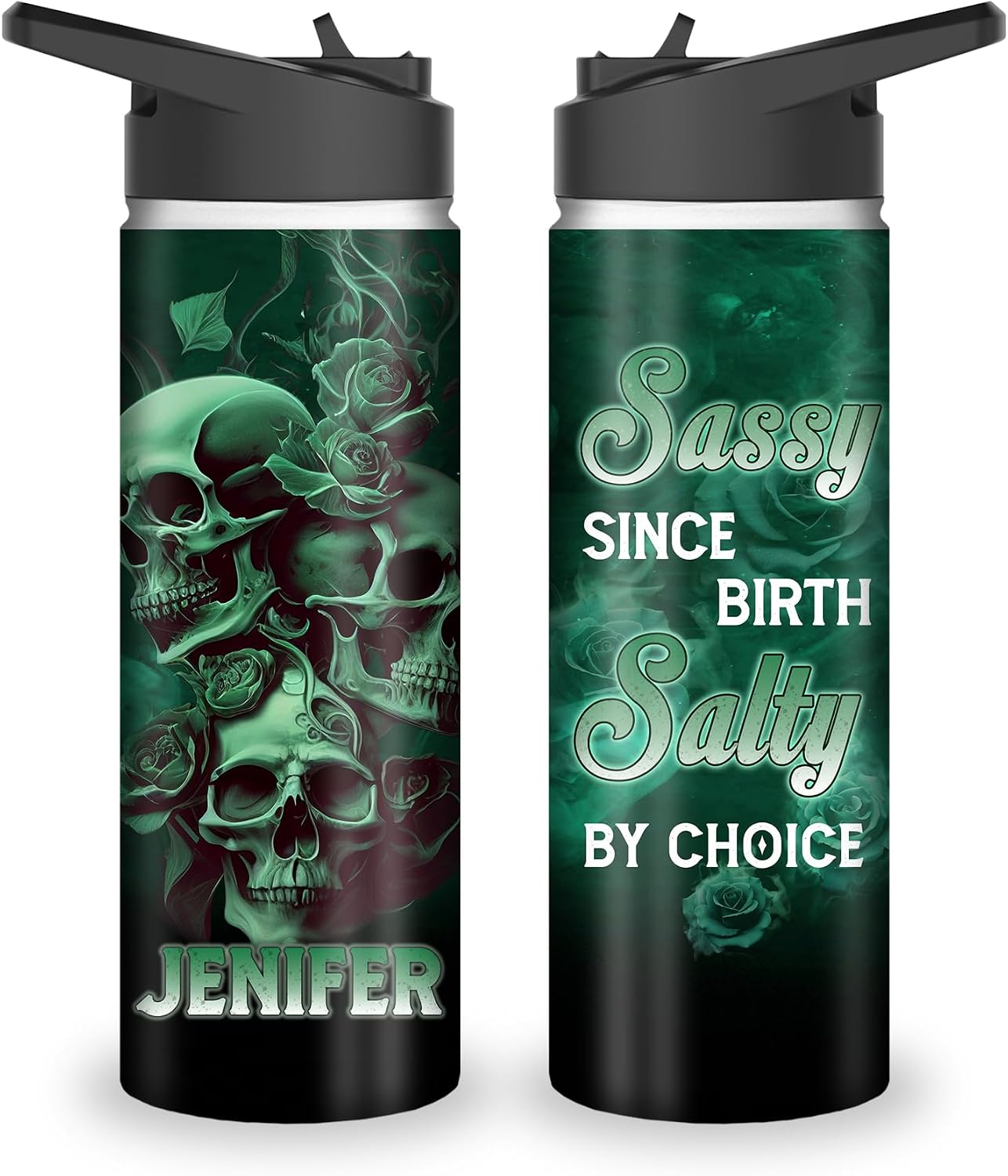 Amazon.com: Personalized Skull Water Bottle 18 oz, Water Bottles for ...