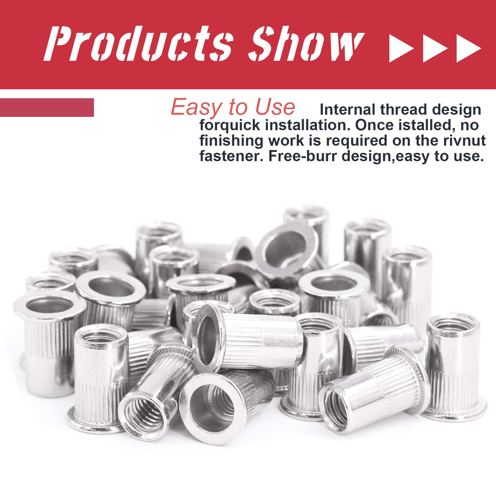 Hilitchi SAE Stainless Steel Rivet Nuts Assortment – 30-Pack 5/16-18 Threaded Insert Rivnuts, 304 Stainless, Corrosion-Resistant, Blind Installation