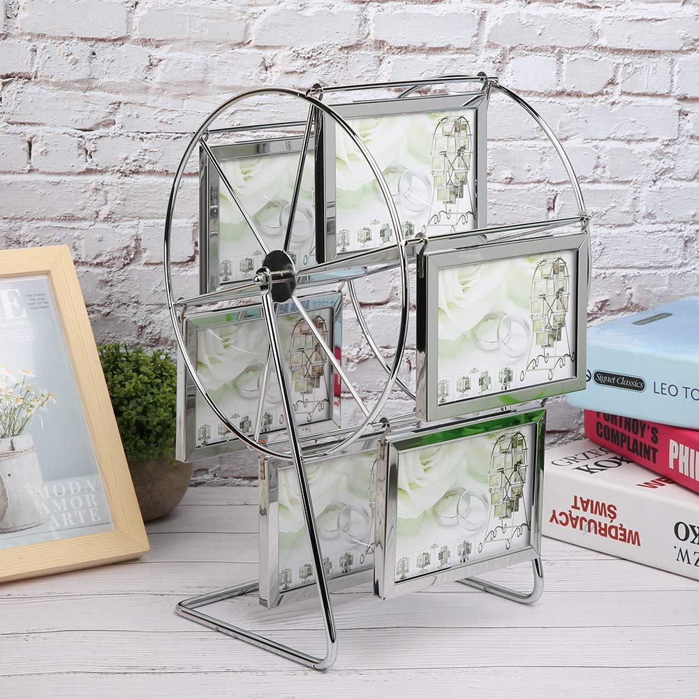 Jelquix Metal Rotating Photo Frame, Stylish 360-Degree Display for Wedding Photography Studio, Durable 5x3.5in Holds Pictures, Ideal Home Decoration