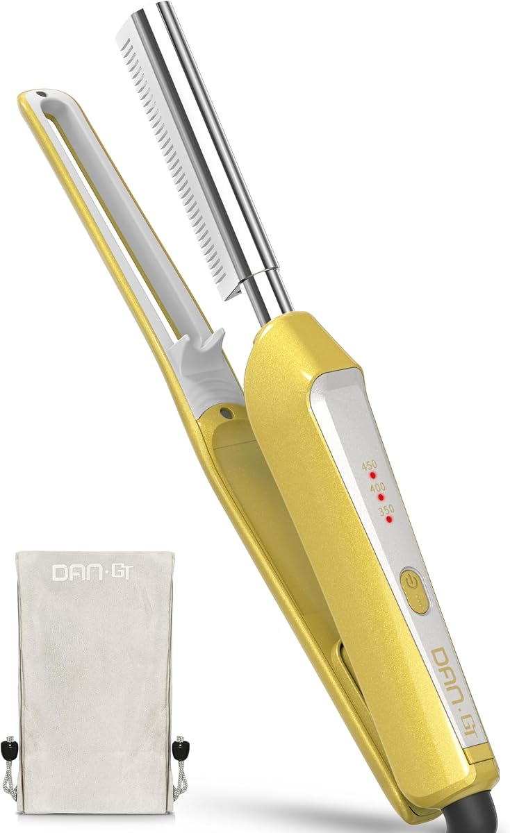 Hot Comb for Wigs & Natural Black Hair, Dual Voltage 100–240V Electric Pressing Comb with 3 Heat Settings