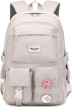 Makukke School Backpacks for Teen Girls - Laptop Backpacks 15.6 Inch College Cute Bookbag Anti Theft Women Casual Daypack,Gray