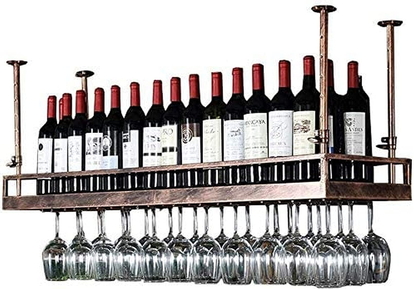 Porte-bouteille de vin vintage suspendu en métal robuste pour cave d'exception