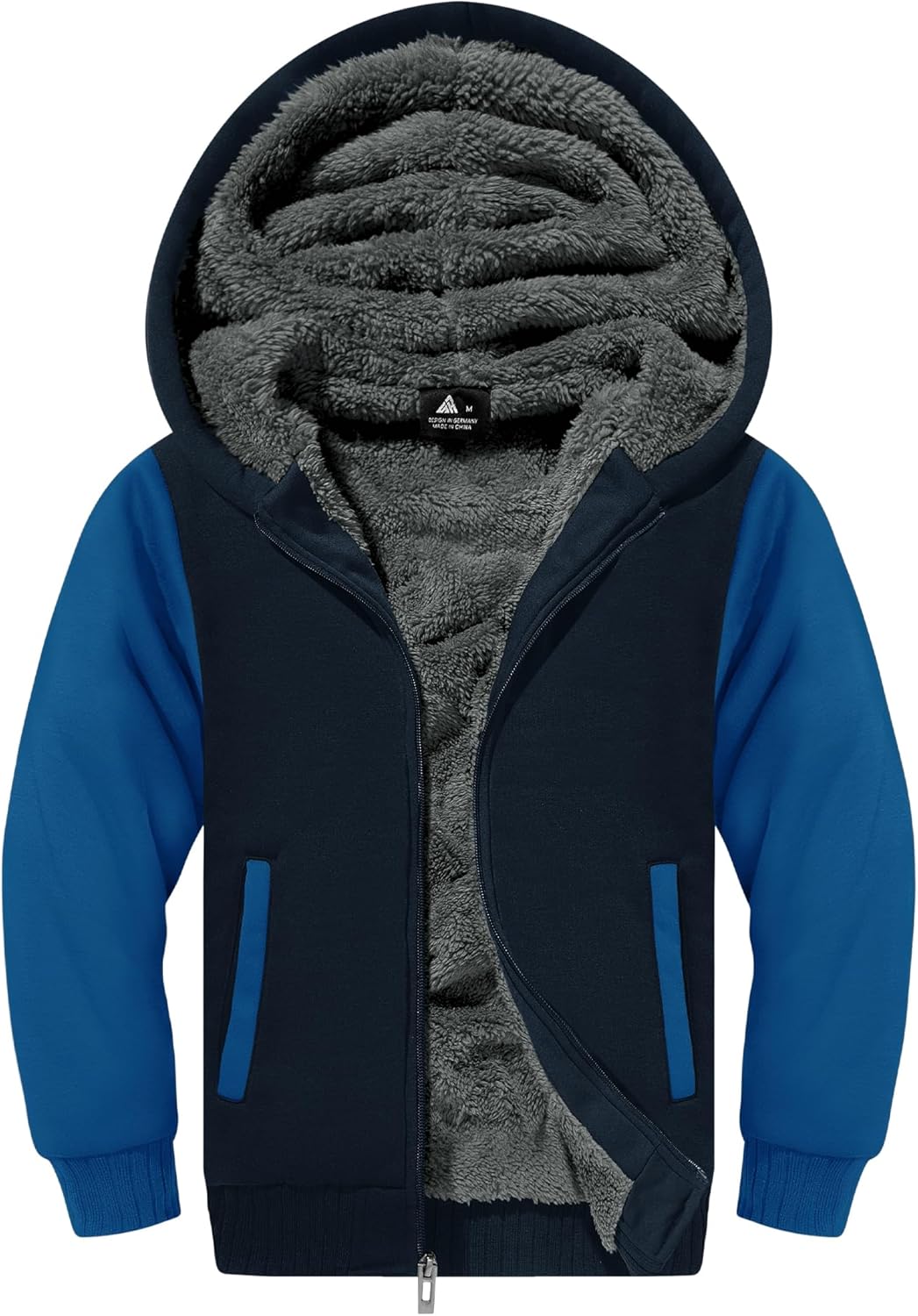V VALANCH Boys Hoodie Zip Up Fleece Lined Jacket Warm Sherpa Hooded Sweatshirts for Boys Girls 6-15 Years