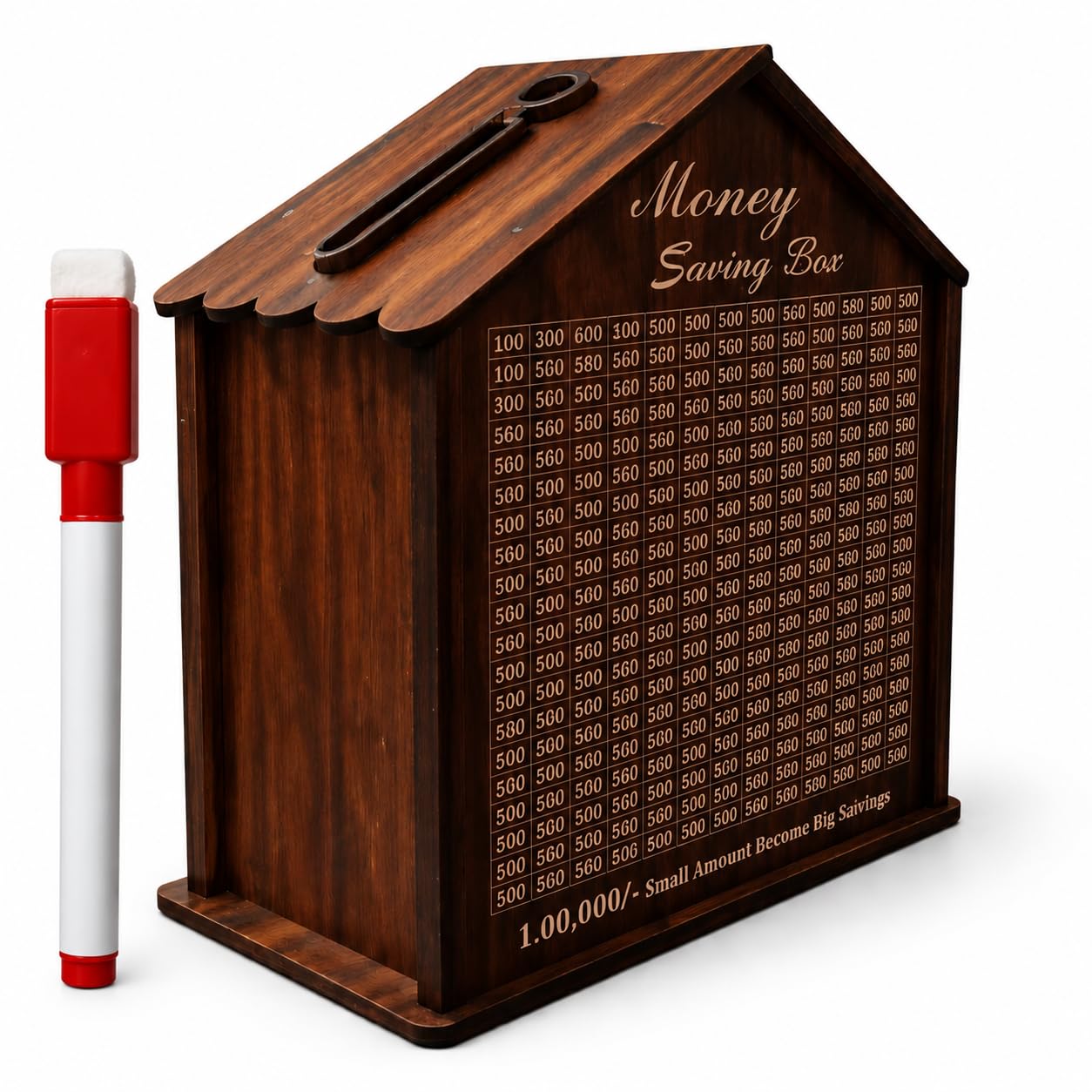 1 Lakh Saving Challenge Box for Adults & Kids | Wooden Money Saving Box with Numbers | Big Size Gullak Piggy Bank | ₹2 Lakh Capacity Coin Bank with Lock-image-24