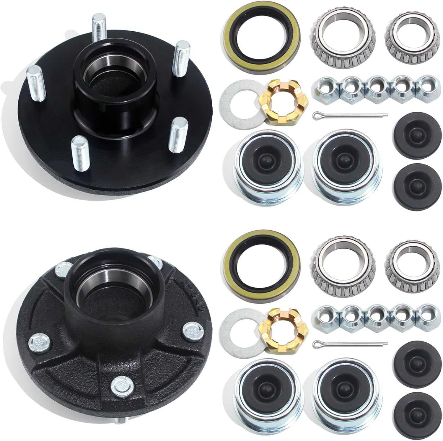 GREPSPUD 2 Sets 5 on 5'' Trailer Hub Kit for 3500 lbs 11/16'' to 13/8'' Tapered