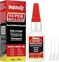 Transparent Metal Glue, Waterproof and High Strength Superglue for Metal,Plastic, Acrylic, Ceramic, Wood, Leather, Rubber, DIY Crafting, with 3 Droppers(30g)
