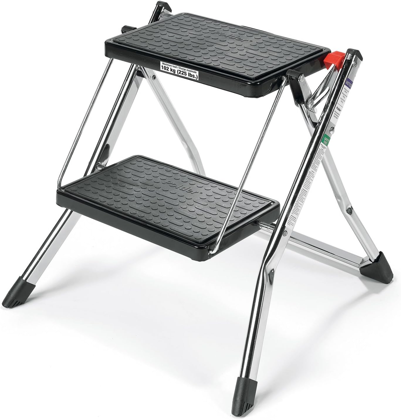 Polder 90401-05 Mini 2-Step Stool, 17" High, 225 lb. (102 kg.) Capacity, Chrome