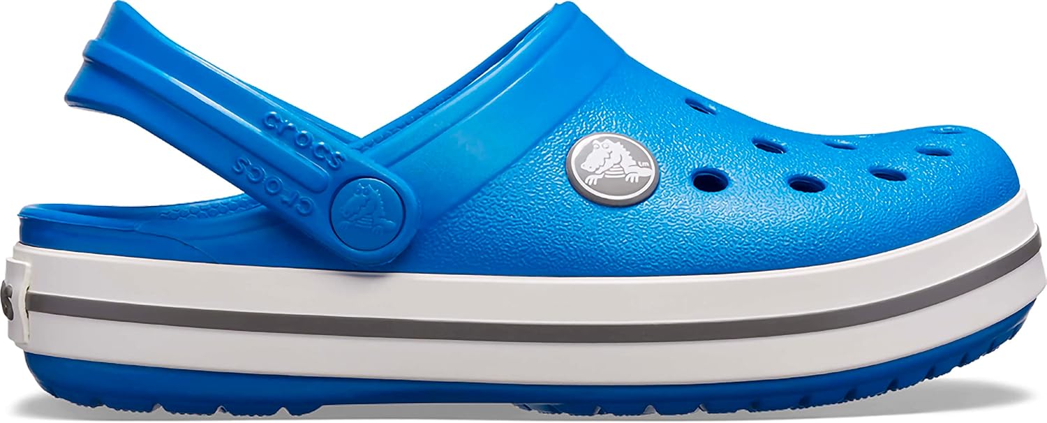 Crocs Unisex-Child Crocband Clogs (Todder Shoes), Bright Cobalt/Charcoal, 4 Big Kid