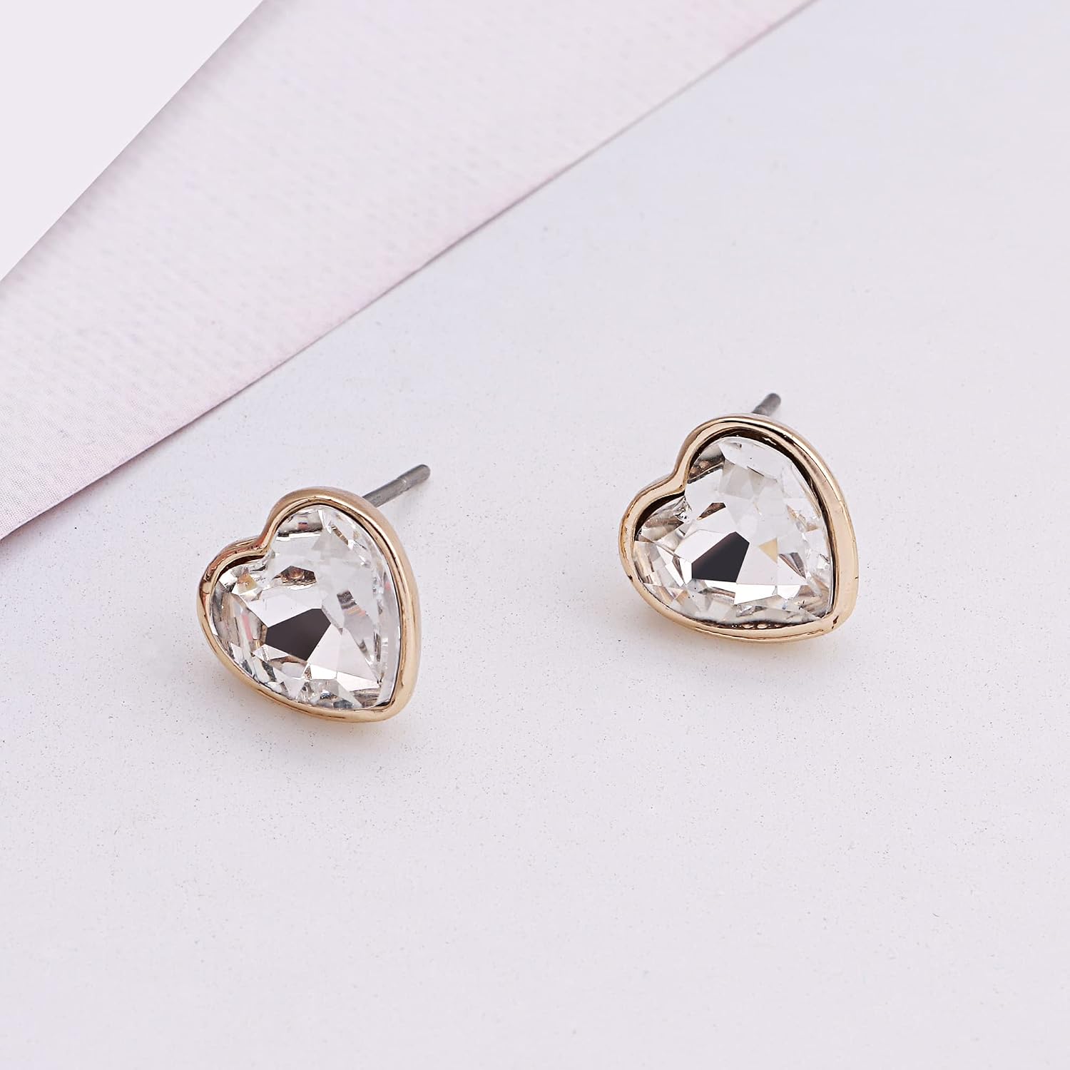 Love Heart Bridesmaid Jewelry Set for Women 1-4-6-8 Sets 18K Gold & Rose Gold & Silver Plated Pave Rhinestone With Crystal Necklace Earrings Bracelet Set Gift for Wedding/Engagement/Anniversary