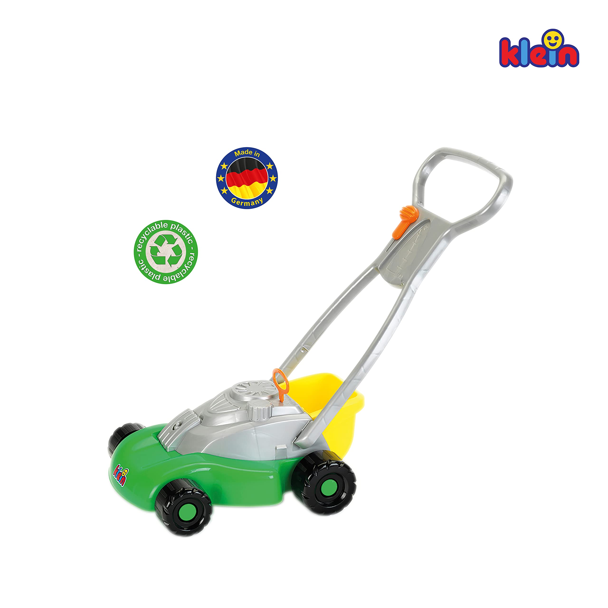 Theo Klein 2696 tosaerba con secchio di raccolta rimovibile, Con rumori meccanici di cricchetto e sferraglianti, Dimensioni- 60 cm x 29,5 cm x 50 cm, Giocattolo per bambini a partire da 18 mesi