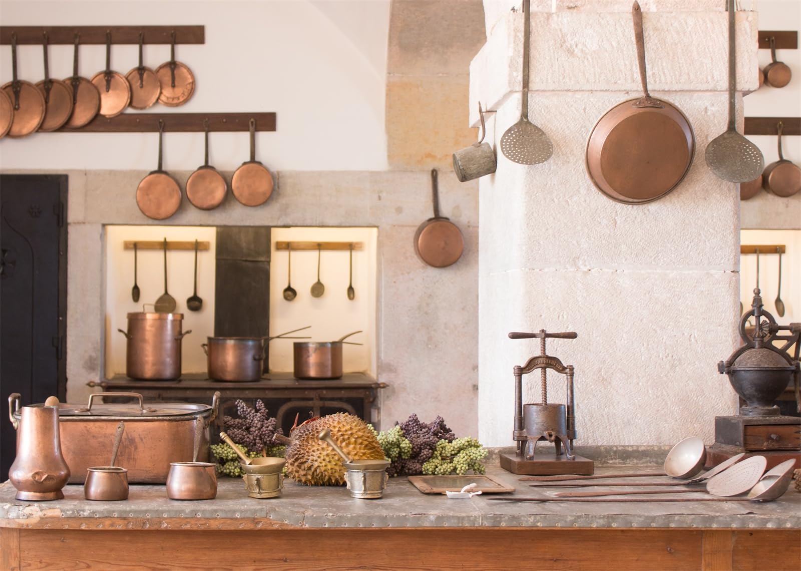 10x6.5FT (3x2m) Cucina Rustica In Rame Sfondo Fotografico
