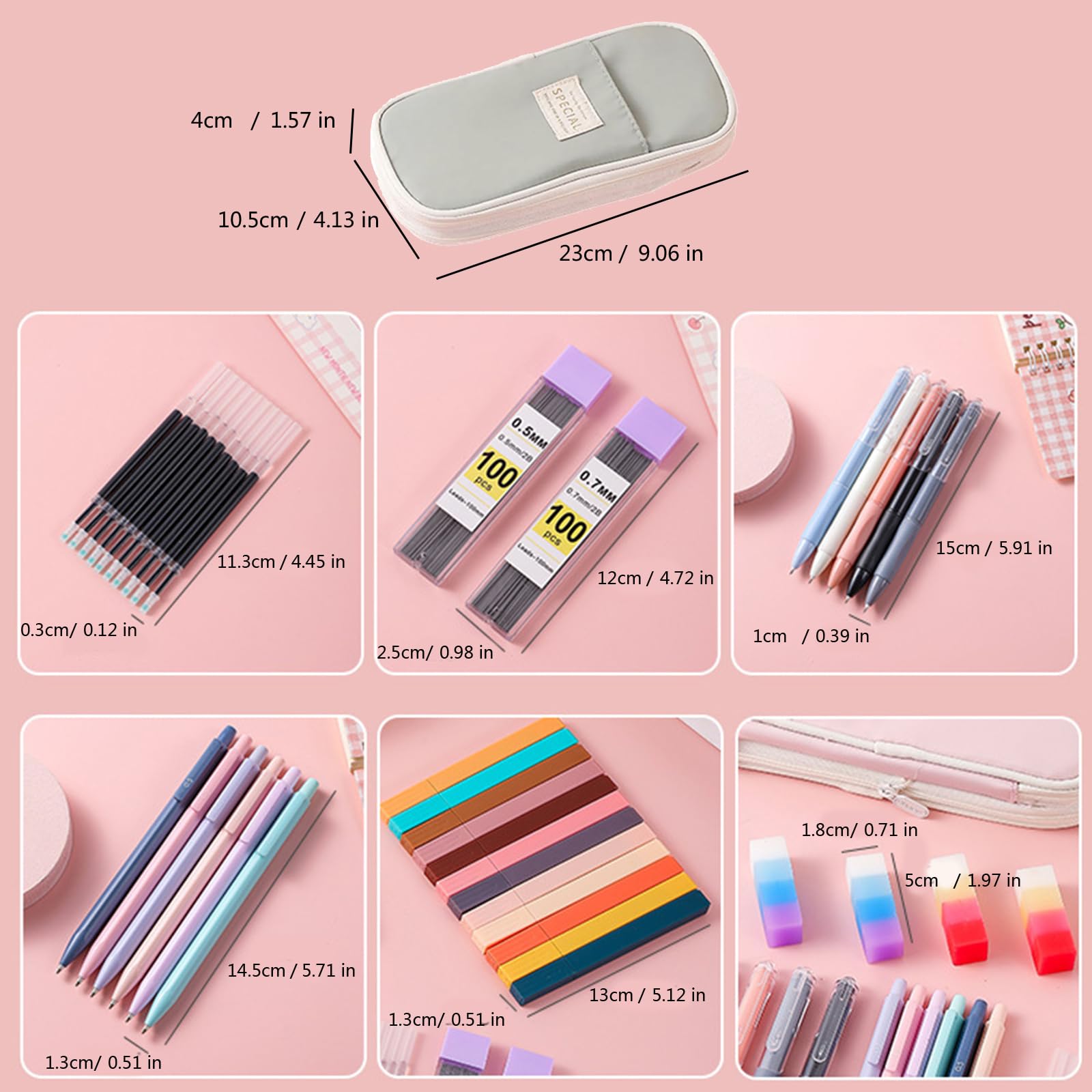 Ensemble cadeau fournitures scolaires papeterie trousse surligneurs stylo gel bureau pour étudiants et artistes cadeau avec trousse à crayons stylo gel pour étudiants