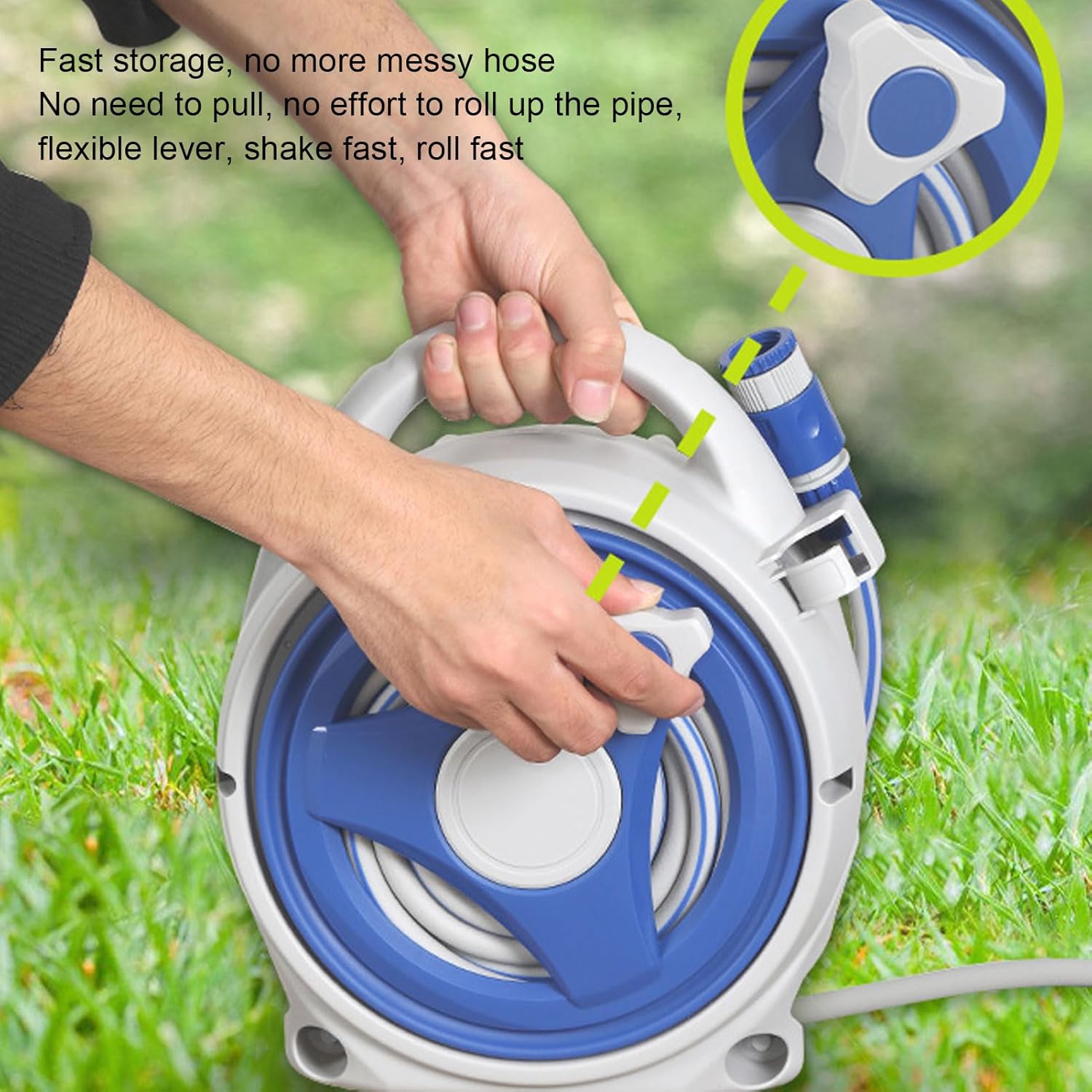 Retractable Garden Hose Reel, 49.2ft Heavy Duty Handheld Wall Mount Water Hose Reels with Sprayer Nozzle, Portable Sturdy Water Pipe Reels for Home Yard Watering Hose Reel