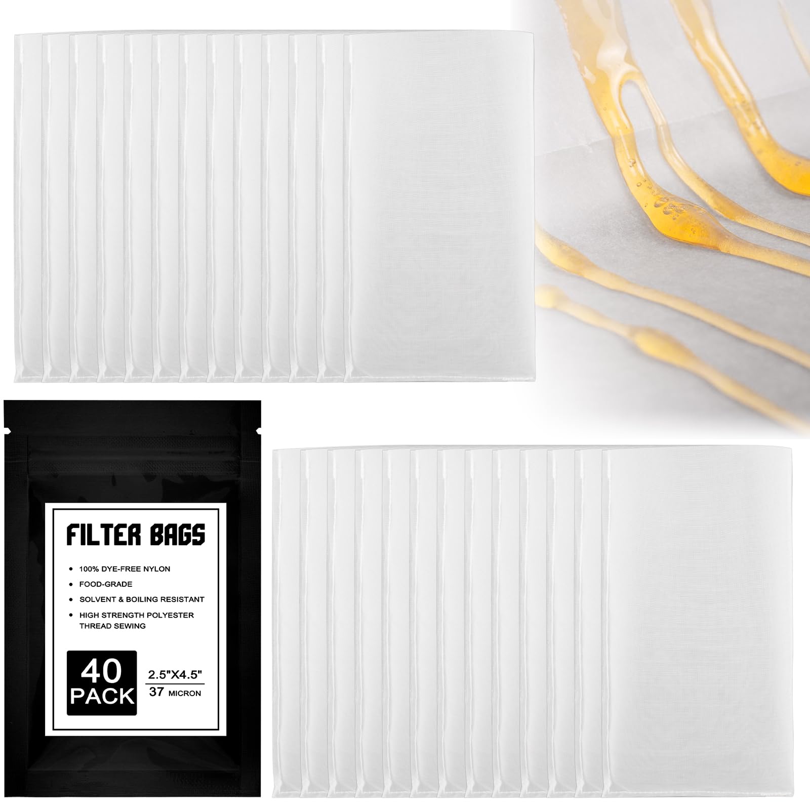 Tea Filter Bags - 40 Pack for Rosin Press -1