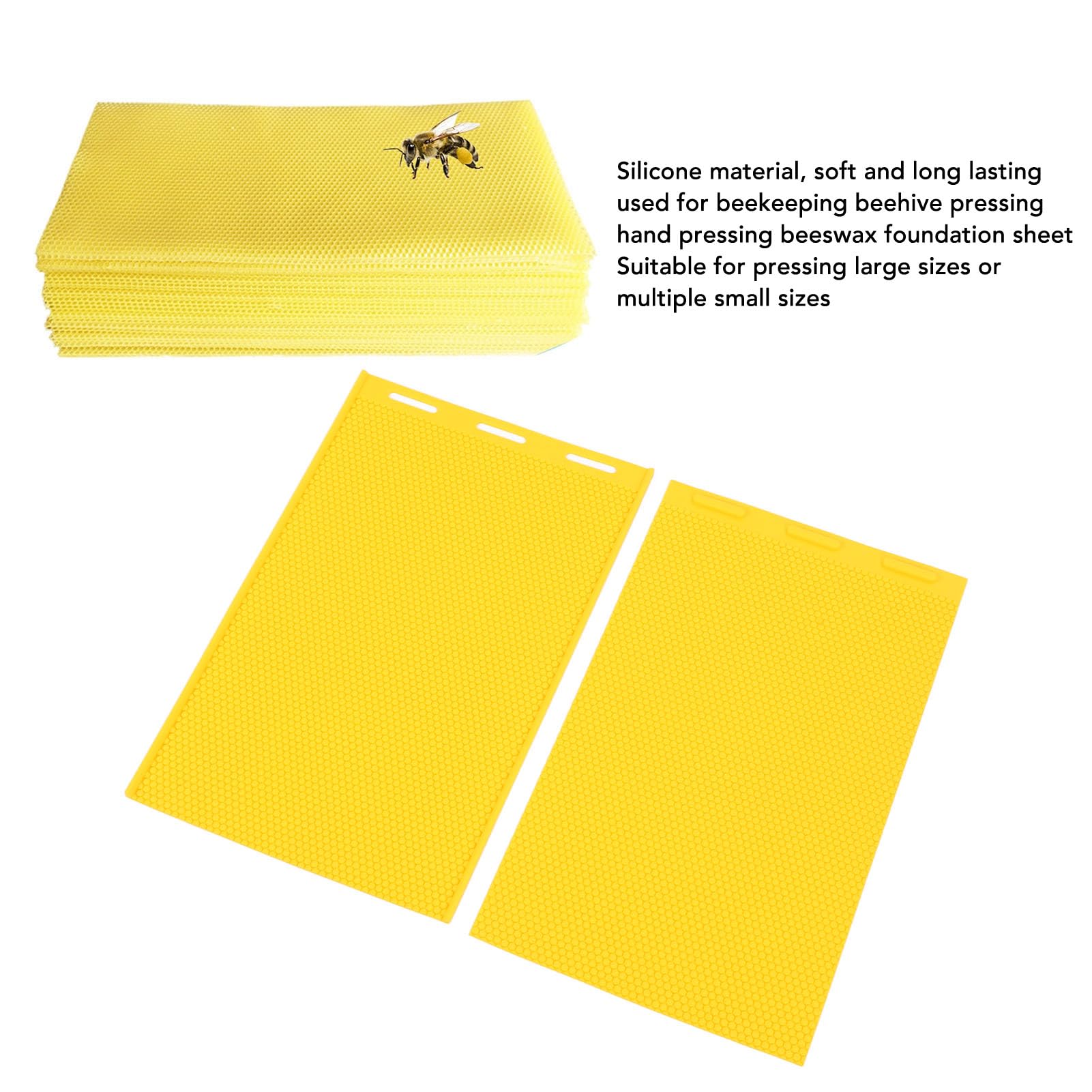 Silikonbienenwachsblattform, 2pcs Bienenwachs -Presseblattblechausrüstung Tragbar, Einfach zu Reinigen, Wiederverwendbar, Bienenwachspresse für die Imkerei (YELLOW)