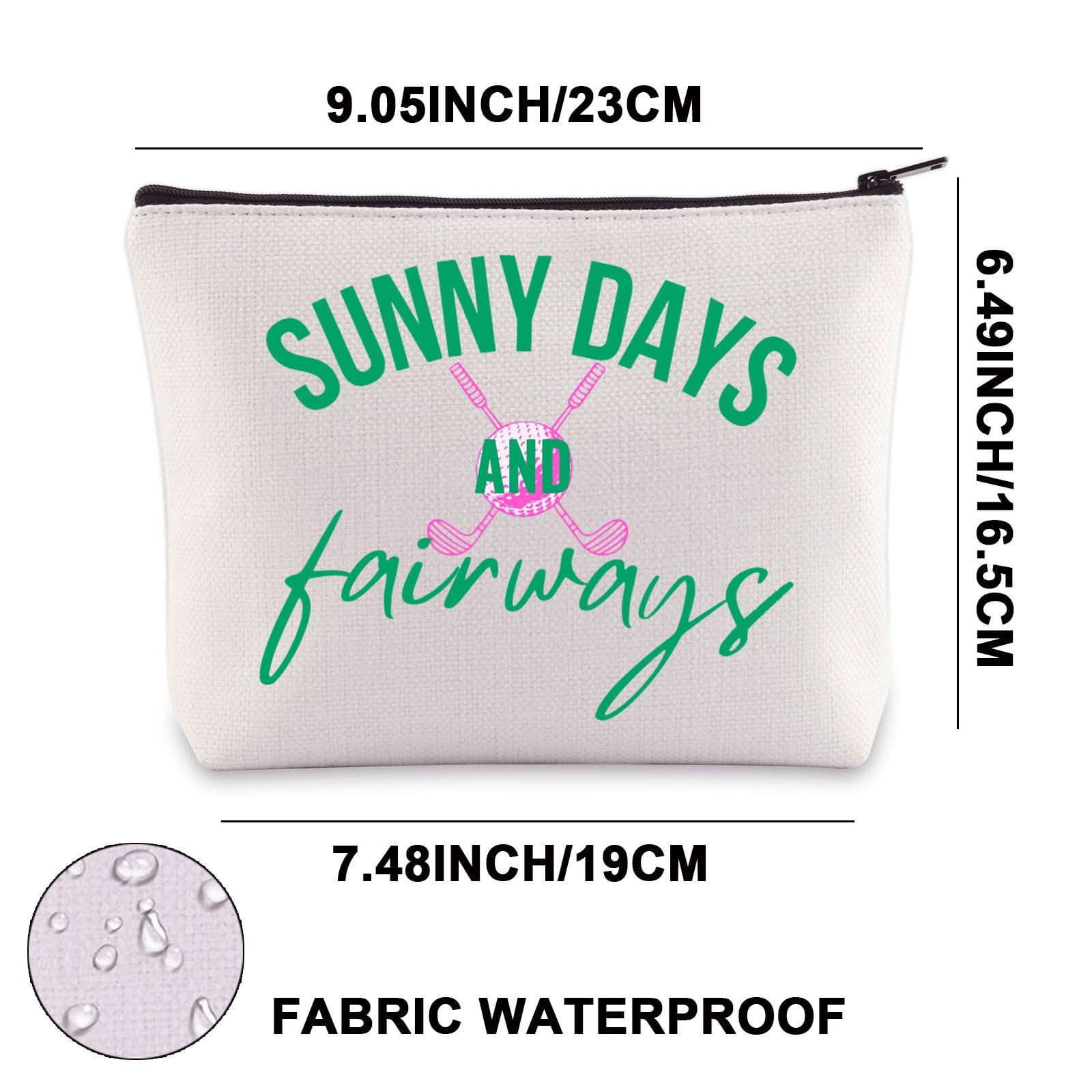 JNIAP Golf Player Makeup Bag Golfer Gifts Golf Lover Gifts Golfing Survival Kit Sunny Days And Fairways Golfing Zipper Bag (Sunny Days and)
