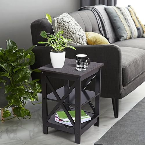 Miniatura 8 de Sophia & William Mesa consola con estante de almacenamiento, mesa de sofá de granja de 2 niveles para entrada, pasillo, sala de estar, marfil