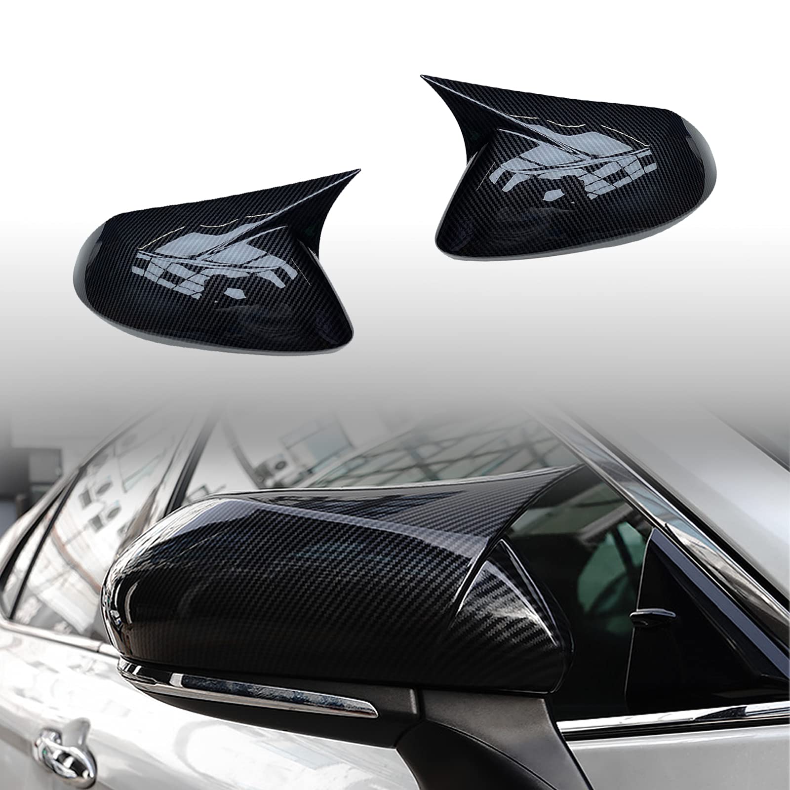 Carbon Fiber Look Side Mirror Cover Caps For Toyota Camry 2018-2020 LE, SE, XLE, XSE