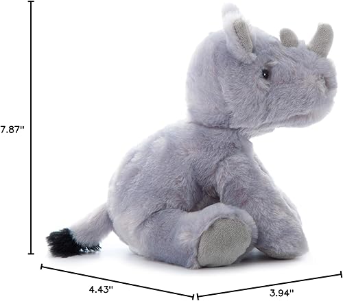 Miniatura 6 de The Petting Zoo Rinoceronte de peluche, regalos para niños, animales salvajes del zoológico Onez, juguete de peluche de rinoceronte de 9 pulgadas