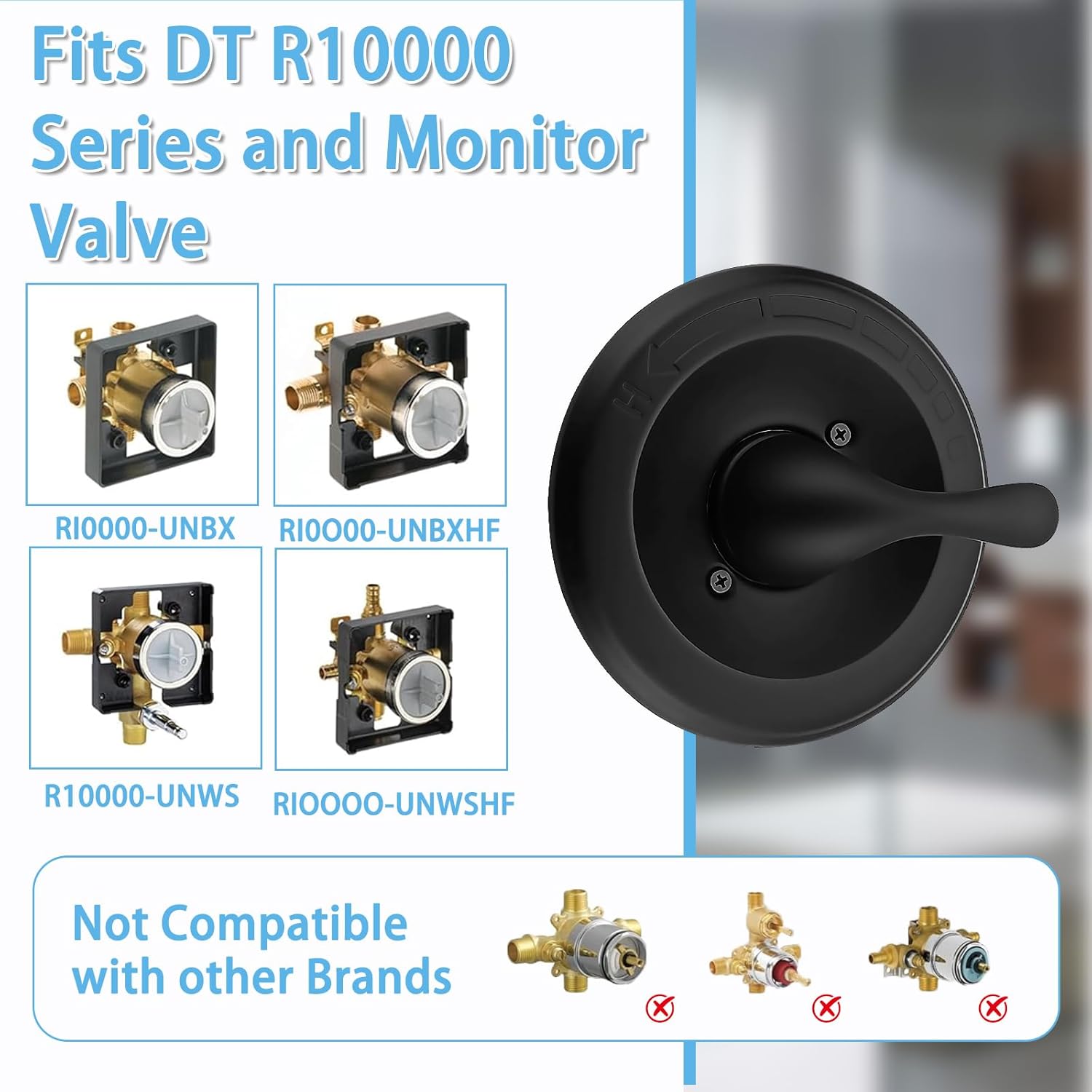 T13020-BL Matte Black Shower Handle, Replacement for Delta Classic 13/14 Series Single-Function Shower Valve Trim Kit, Fit R10000 Series Shower Valve (Cartridge not Included)