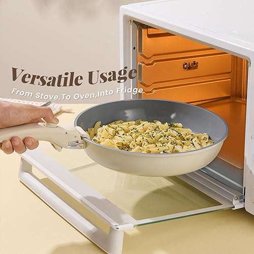 Miniatura 7 de Juego de ollas y sartenes, antiadherentes con mango desmontable, juego de utensilios de cocina de inducción con mango extraíble, utensilios de