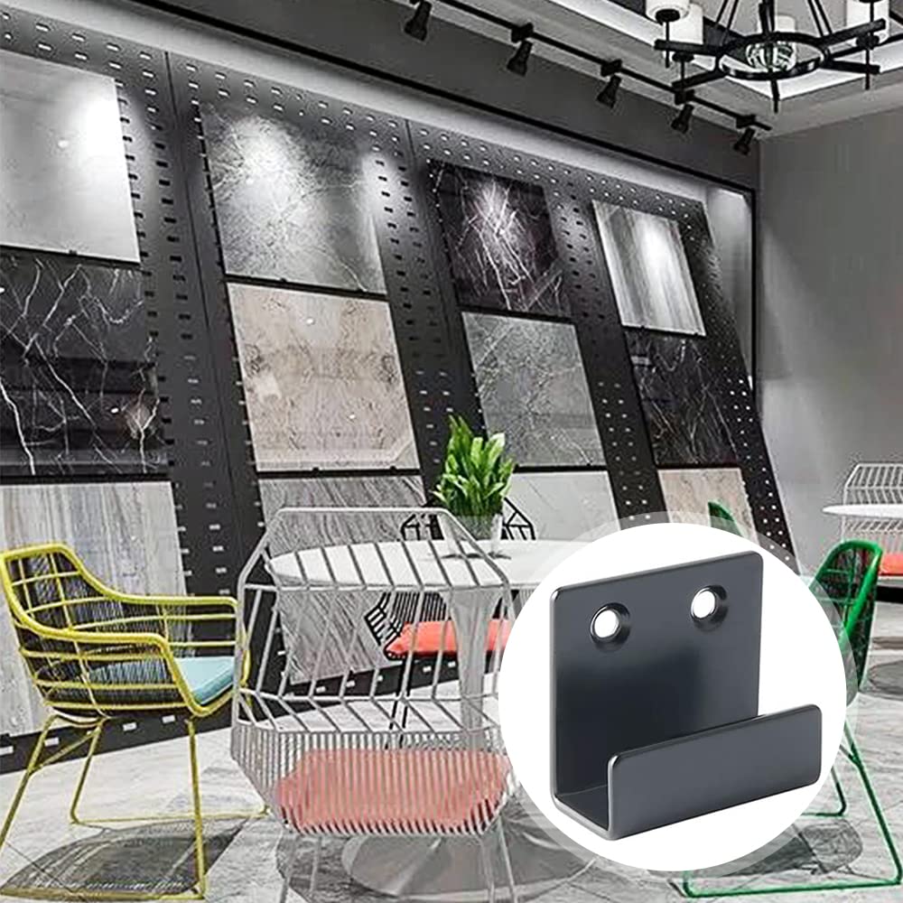 8 Pezzi Staffa a U, Ganci Muro, Espositore per Piastrelle di Ceramica, Gancio in Metallo, con Viti e Tubo di Espansione, Adatto per Espositore per Pittura a Olio, Foto (XL, Nero)
