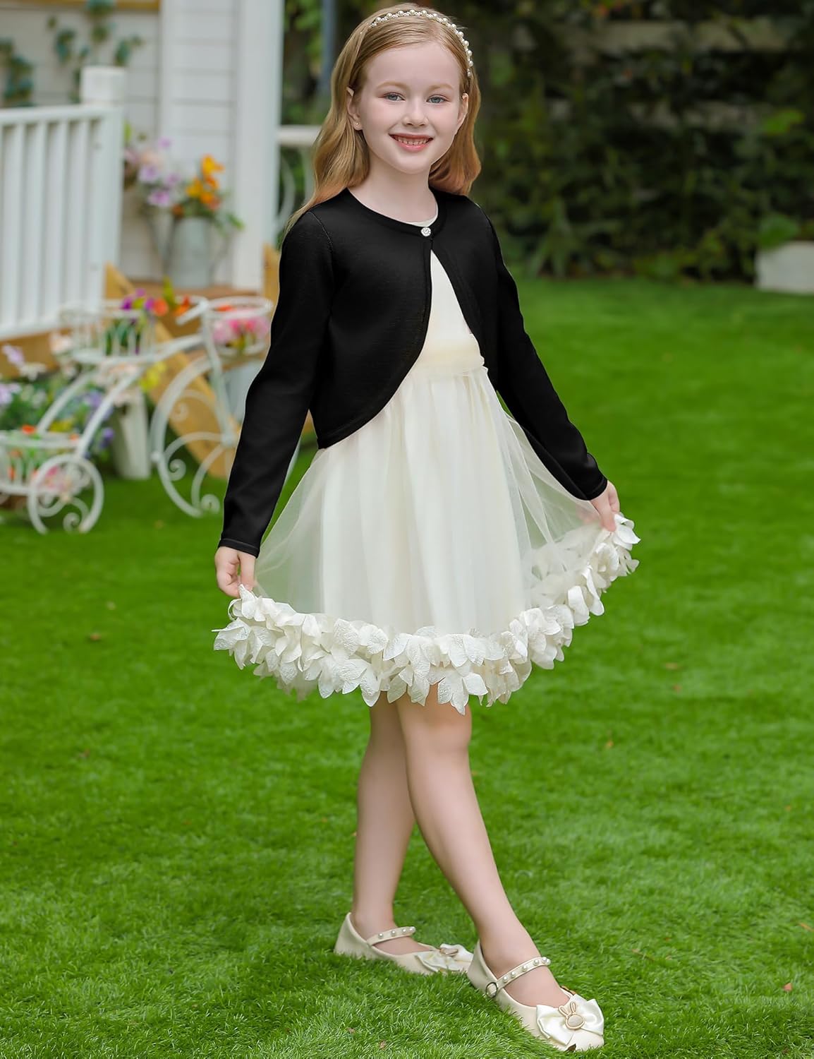 Yekaty Girls Sweaters Long Sleeve Cardigan Bolero Shrugs Button Down Closure Cover Up Tops for Toddler Kids 4-12 Years - Image 6