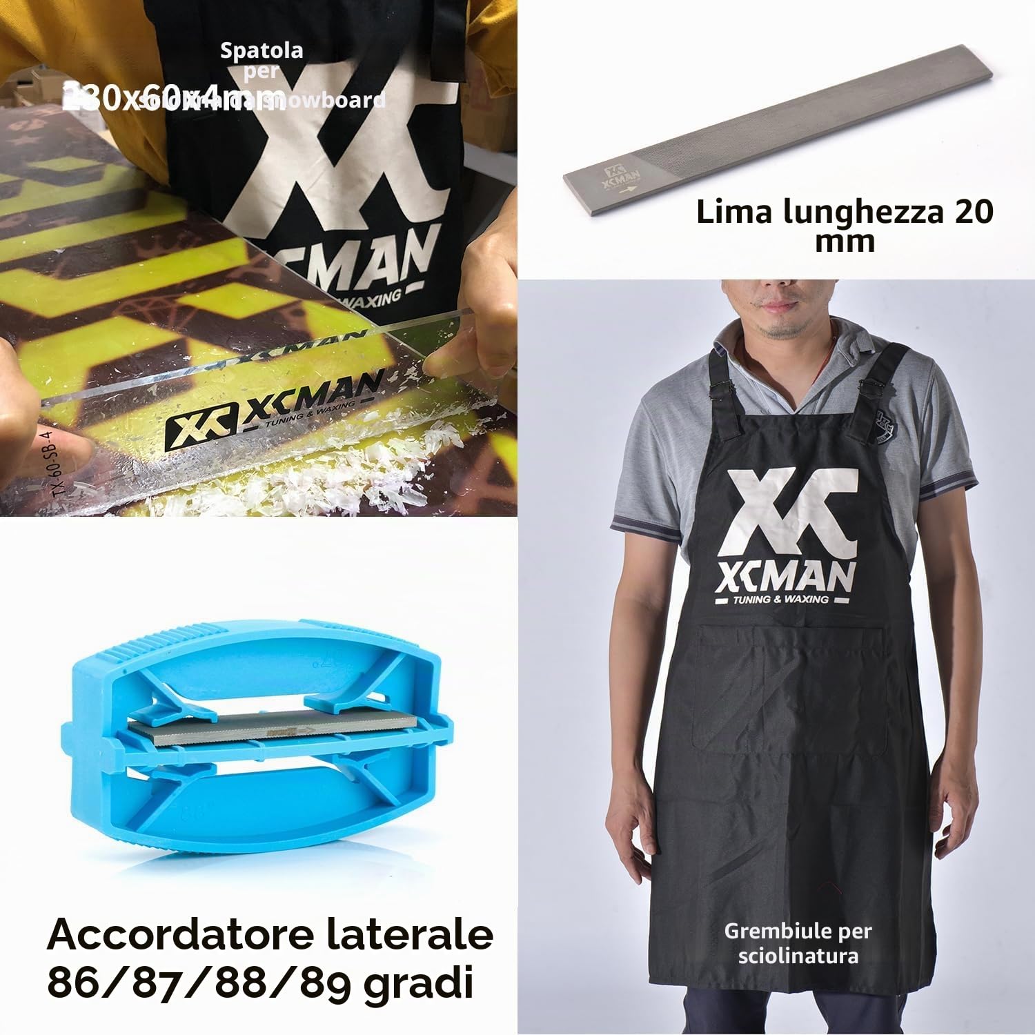 XCMAN Kit Completo per la Messa a Punto e la sciolinatura di Sci e Snowboard con Ferro per sciolinatura, Cera Universale, accordatore per Bordi, Spazzola, Raschietto per Cera, Ptex