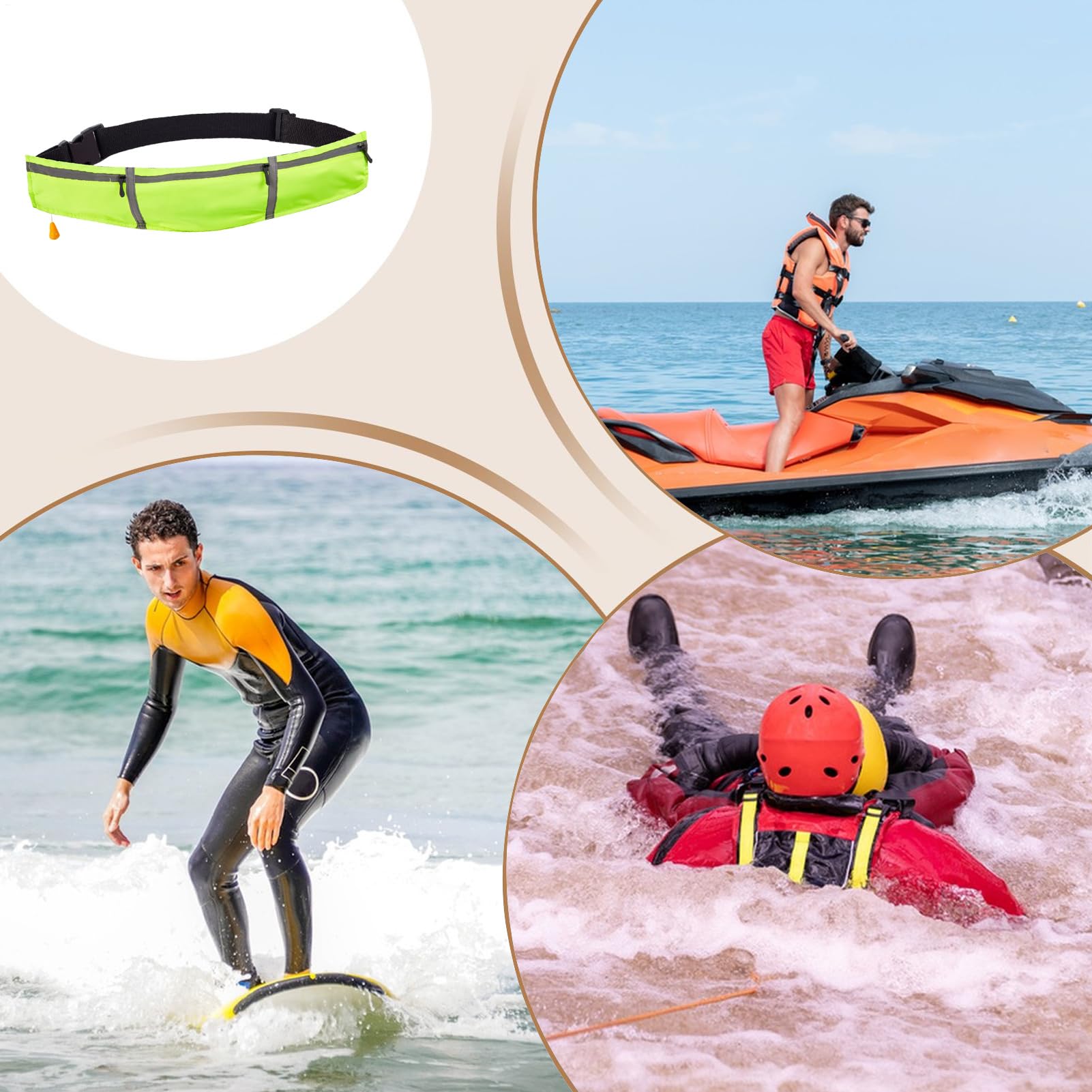 Ceinture de natation | Gilet de flottaison 150 N - Anneau de sauvetage gonflable portable - Flotteur de survie auto-gonflant réfléchissant pour la pêche en eau libre
