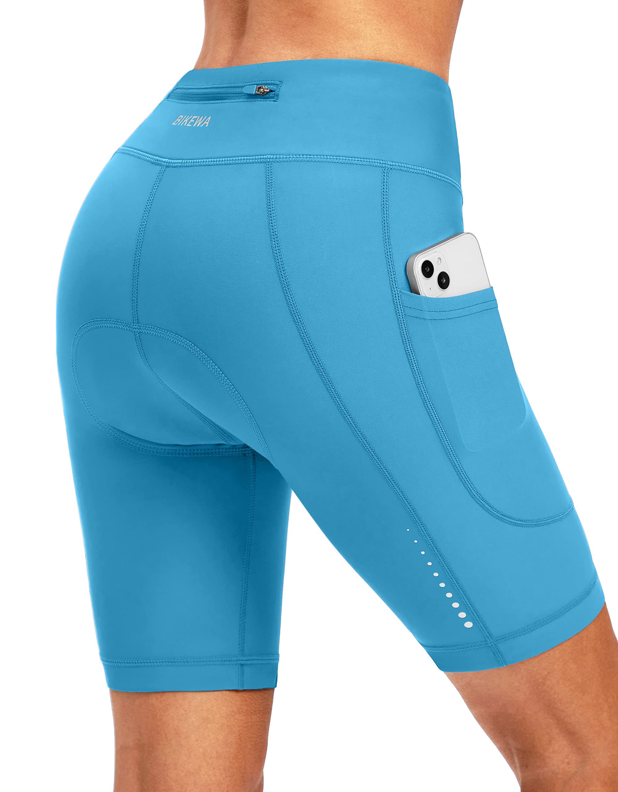 Bikewa Women's 4D Padded Bike Shorts Cycling Riding Road Biking Bicycle Cycle Shorts for Women Zipper Pockets
