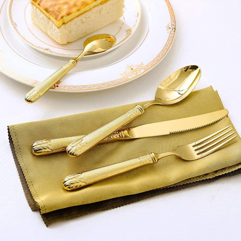 Set di Posate Dorate, 8 Pezzi in Acciaio Inox forchetta Coltello cucchiai, Set di Posate, Set di stoviglie per casa/Viaggio/Festa, Servizio per 2 Decorazioni