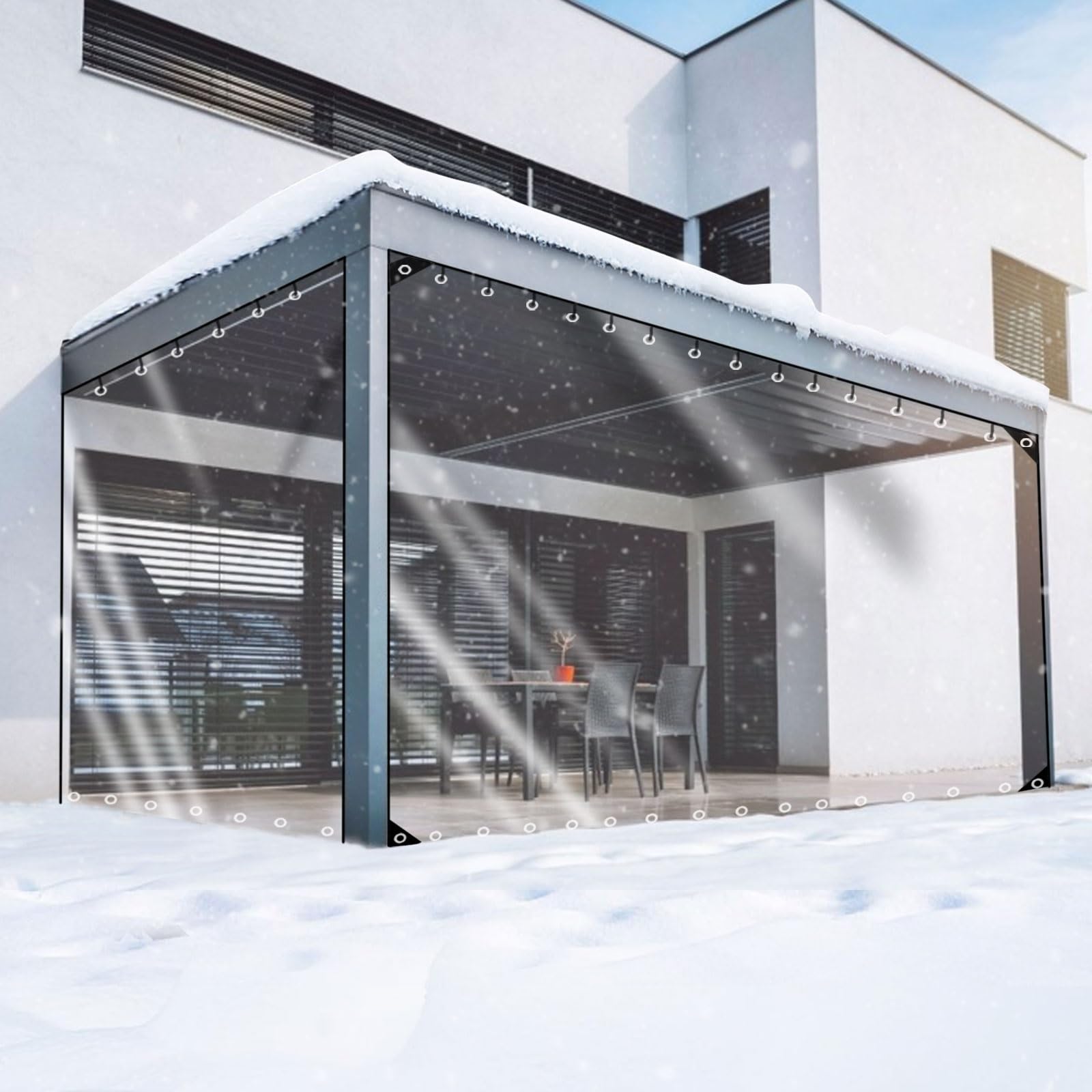Outdoor Vinyl Curtains for Patio, Custom Outdoor Clear Panel Curtain, PVC Tarps Heavy Duty Clear Tarp with Rustproof Grommets, Waterproof Vinyl Curtains for Garden Patio Pergola ( Size : 3x5m/9.8x16.4