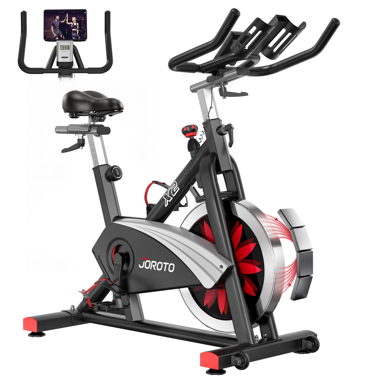 JOROTO Magnetic Exercise Bike, Professional Indoor Cycling Bike, Spinning Bike with Bluetooth and Self-Developed App, 350lbs Weight Capacity & 40 lbs Dual Flywheel, Workout Equipment for Home Gym
