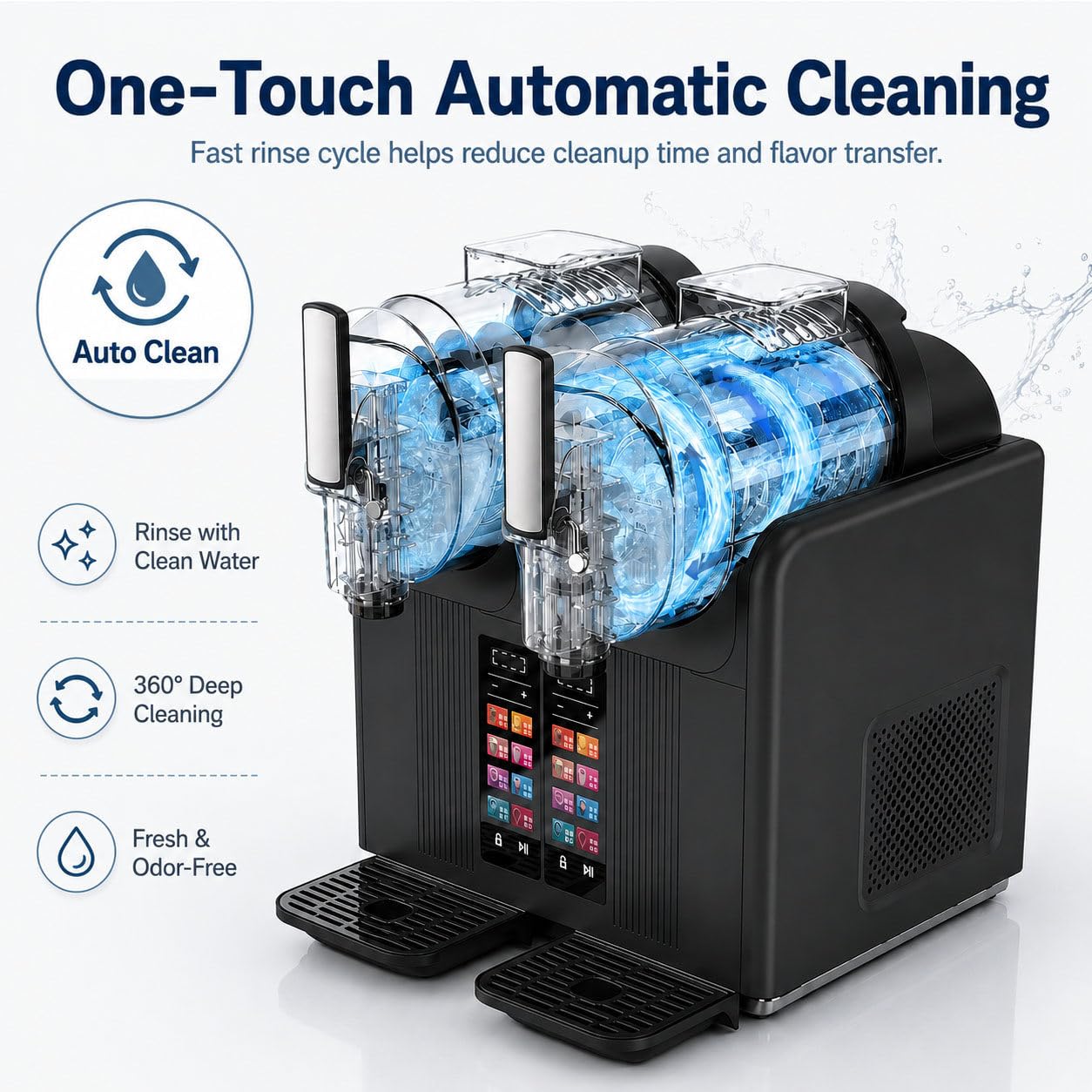 Máquina para Granizados Y Helados 2 En 1 Black | 7 Modos Preestablecidos Doble Depósito Autolimpieza
