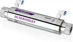 iSpring UVF11A Filtro de água com luz ultravioleta UV com interruptor de controle de fluxo inteligente 11W, 110V, 25,4 cm