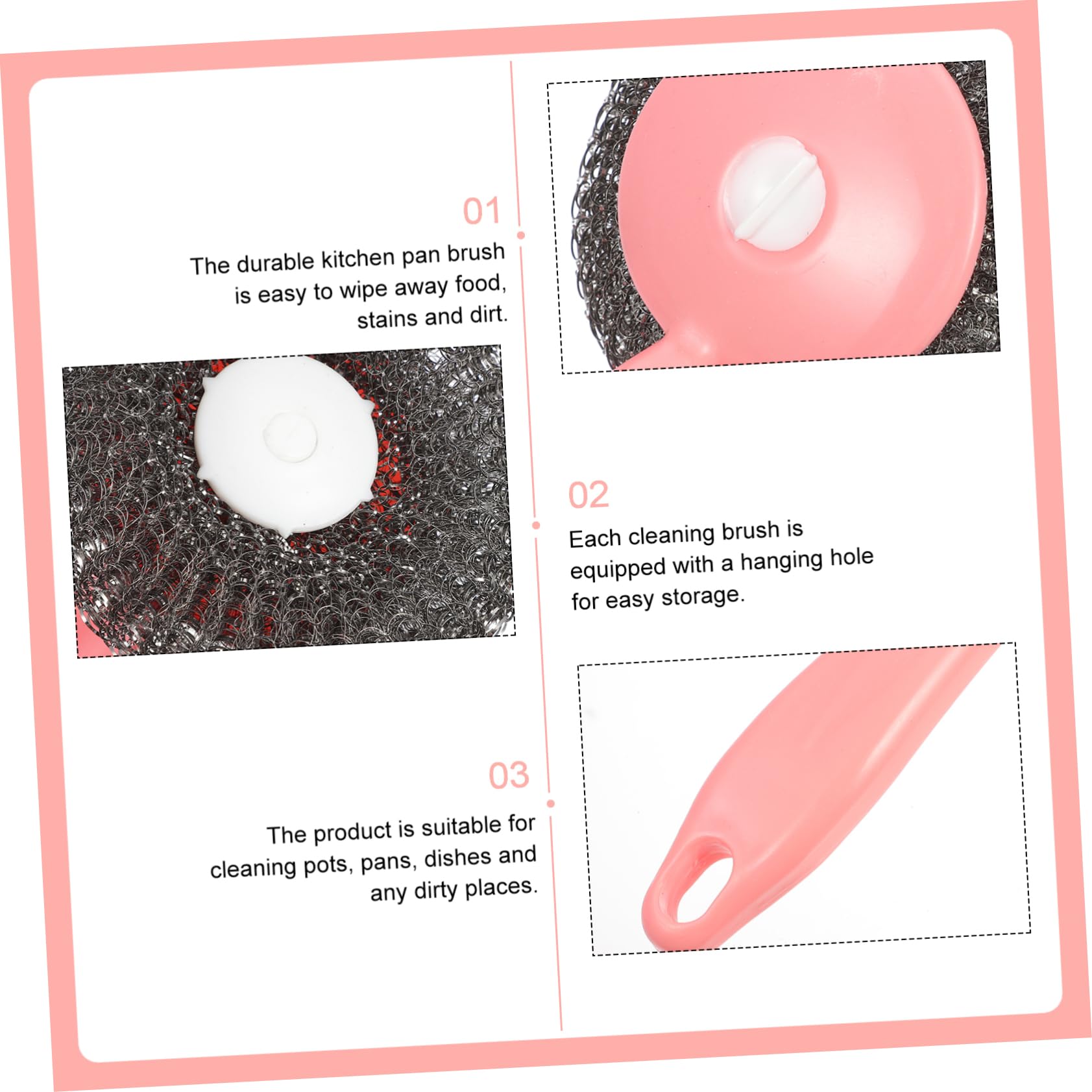 STOBAZA Steel Pot Brush Handle Dishwasher Pan Scrubber 8 Pack Kitchen Brush Set for Dishes