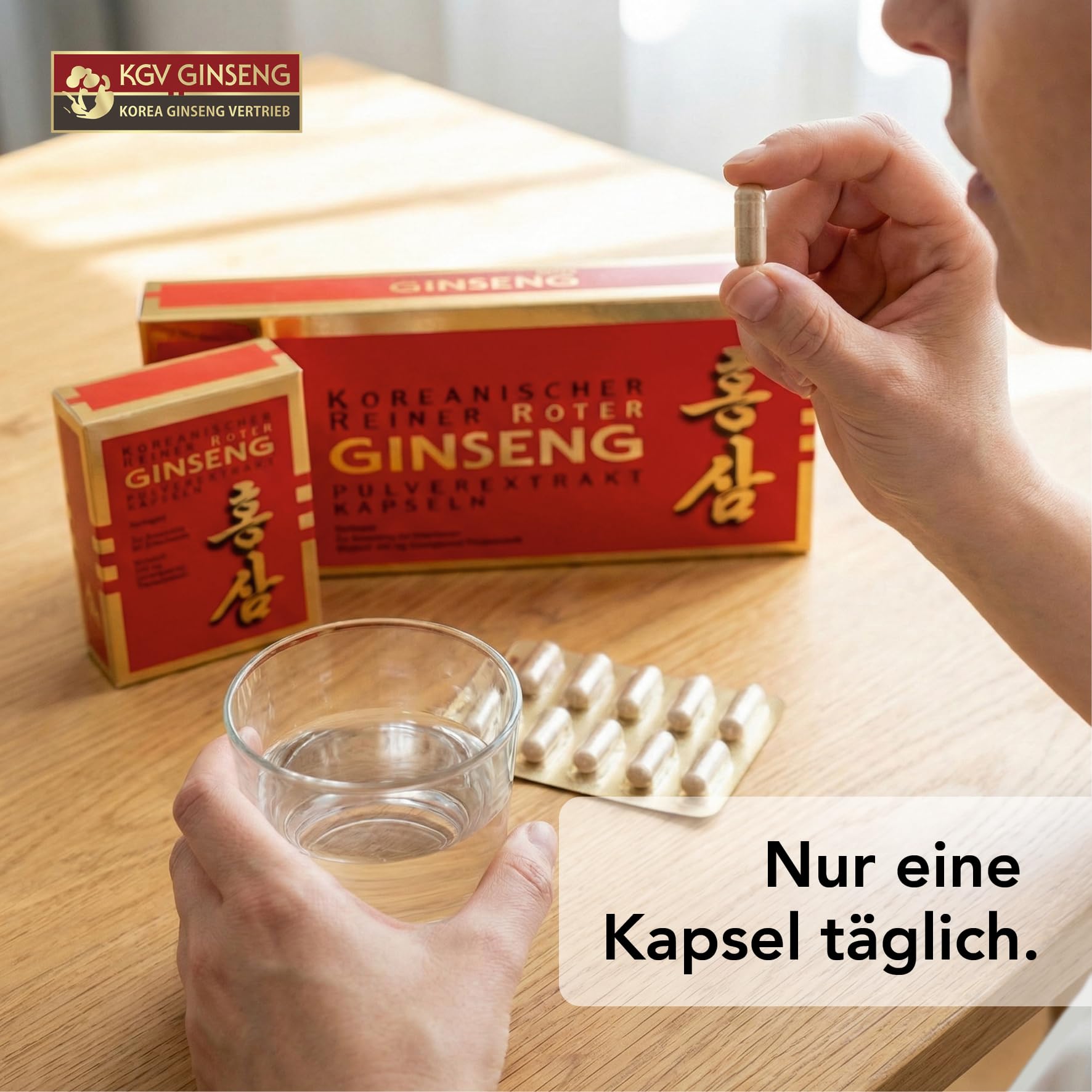 KGV Koreanischer Reiner Roter Ginseng, 30 Pulverextrakt Kapseln, je 500 mg hochdosiertes Trockenextrakt, Arzneimittel mit 6-jährigem Panax Ginseng