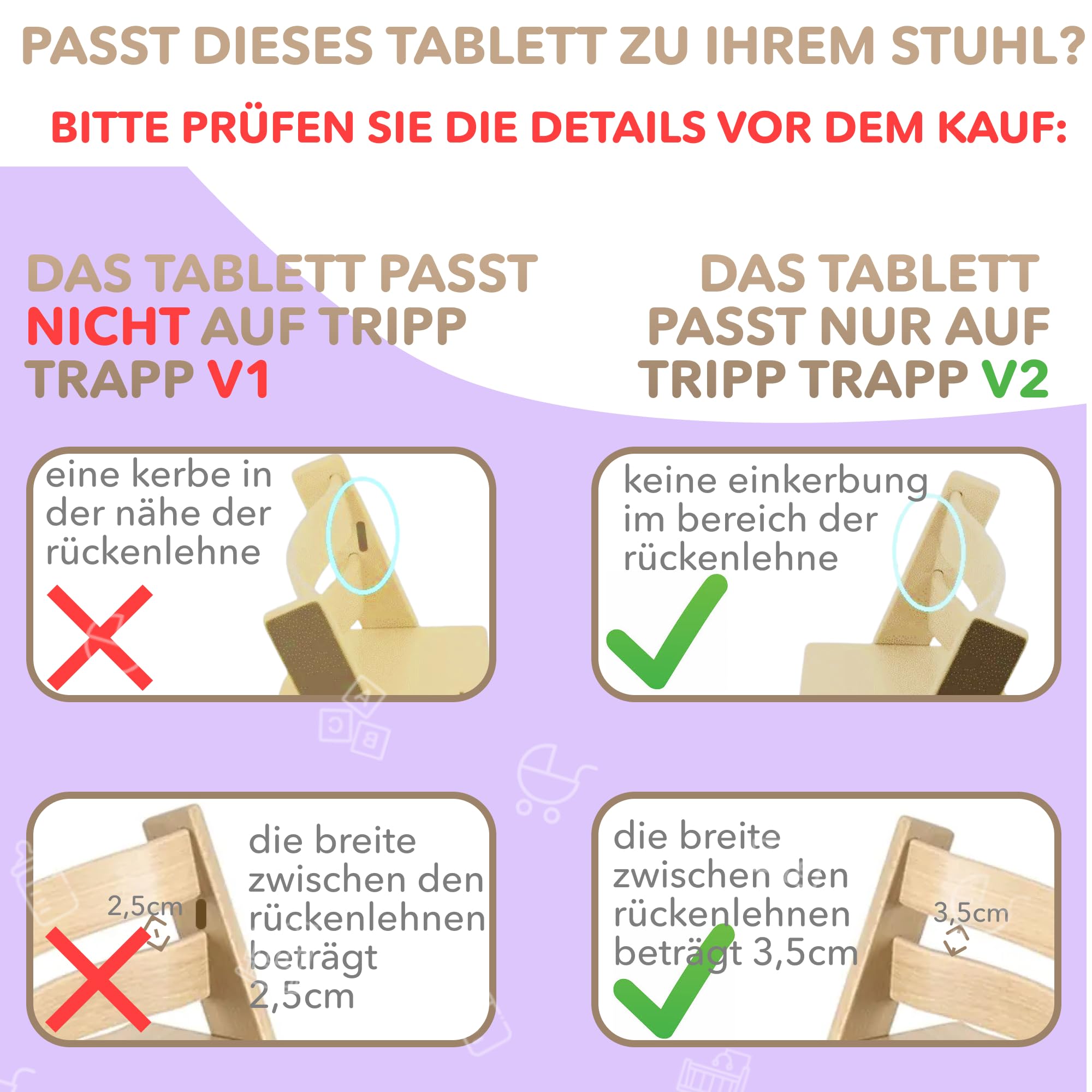Hochstuhl-Tisch kompatibel mit Stokke Tripp Trapp MattGrau Essbrett BPA-frei