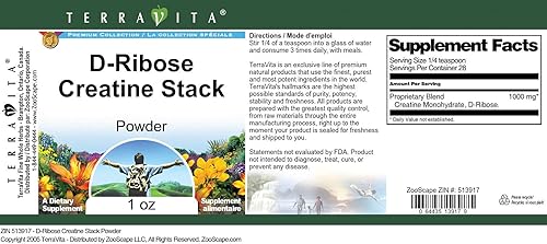 Miniatura 4 de Terravita D-Ribosa Creatina en polvo (1 oz, ZIN 513917) - Paquete de 2