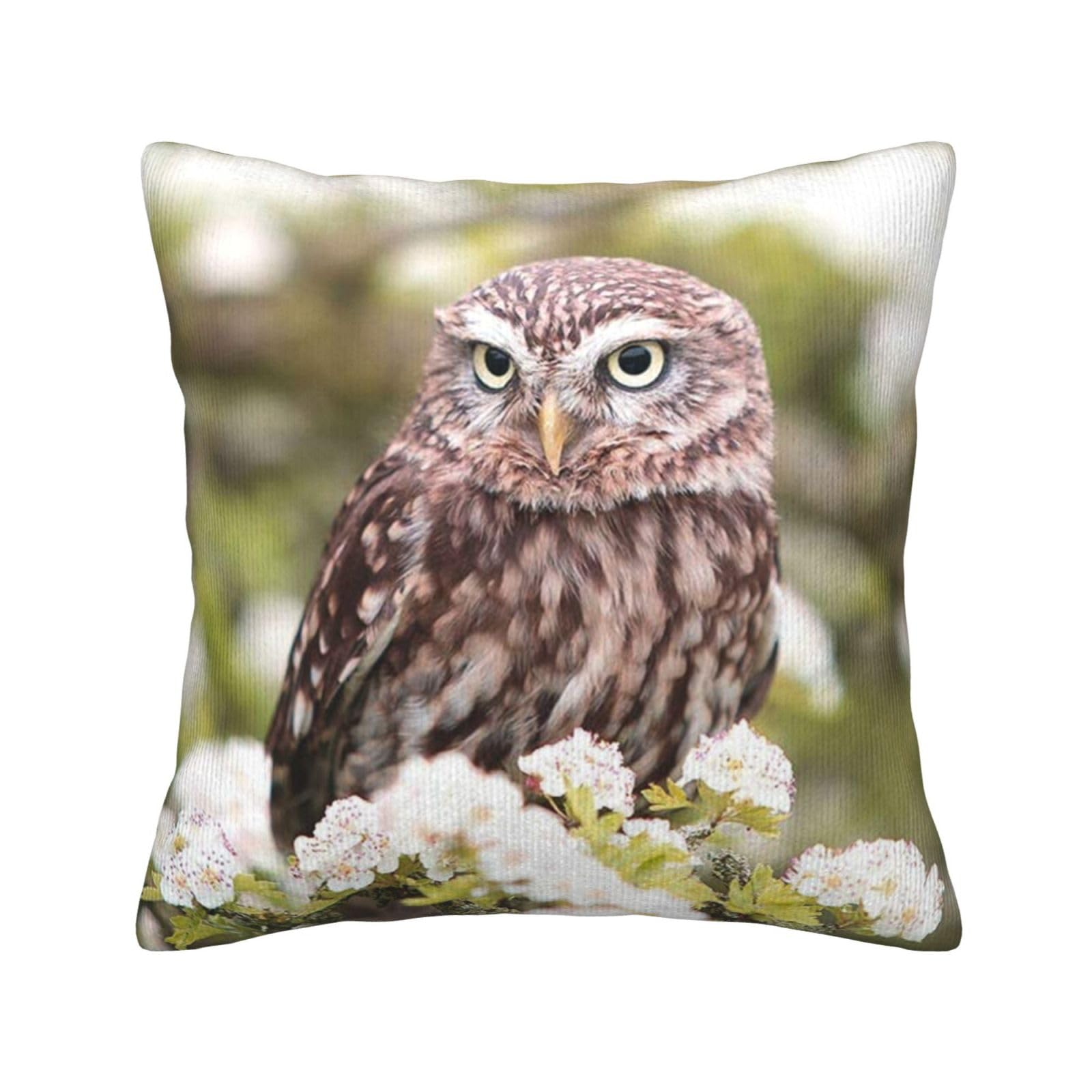 Housse de coussin velours côtelé hibou anti-pli décorative