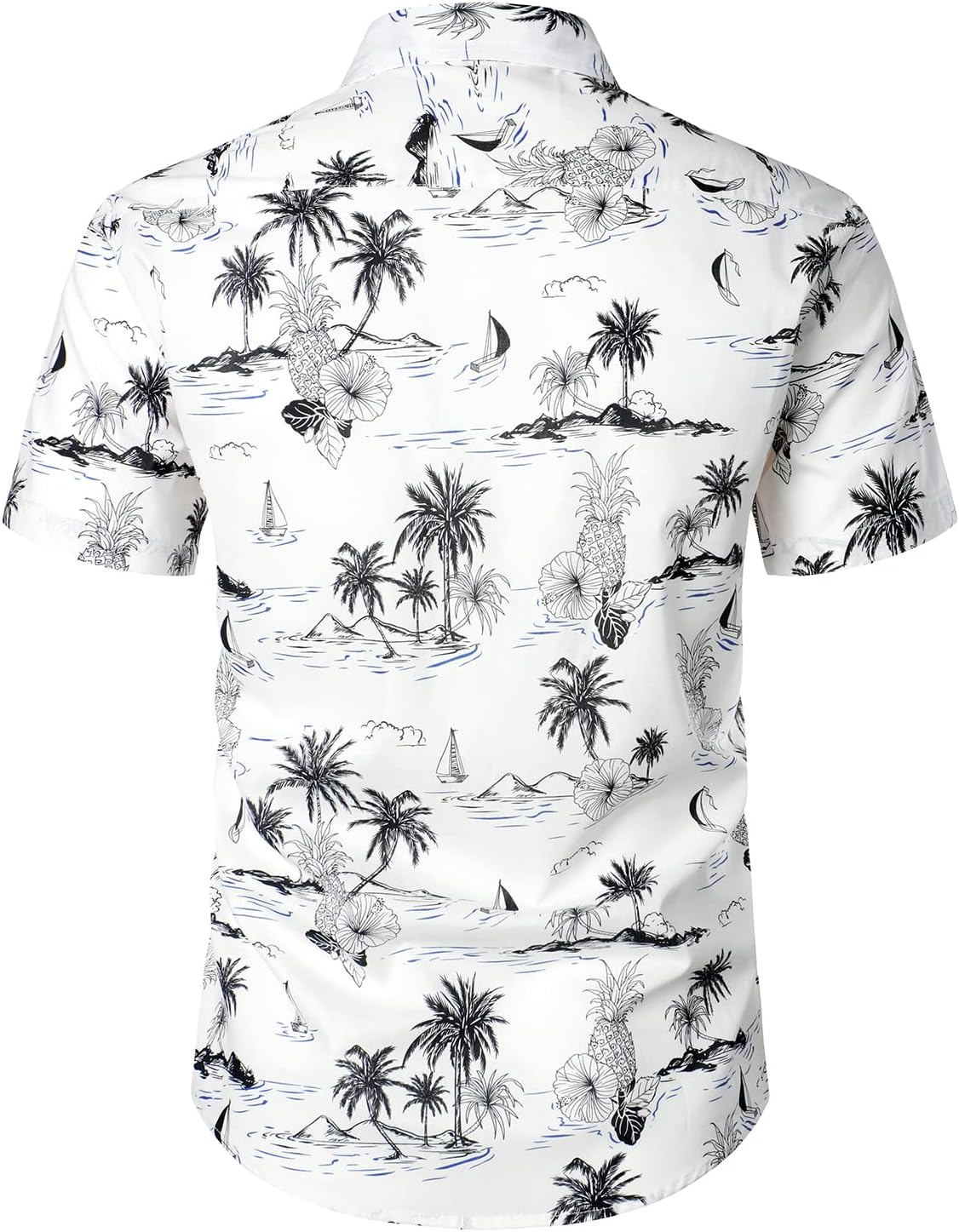 JOGAL Men's Flower Cotton Button Down Short Sleeve Hawaiian Shirt - Image 3