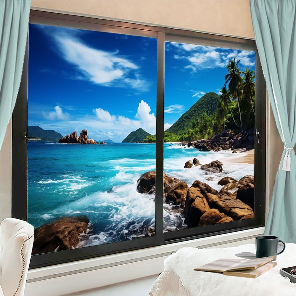 Amazon.com: Natural Scenery Window Film Privacy Palm Tree Modern